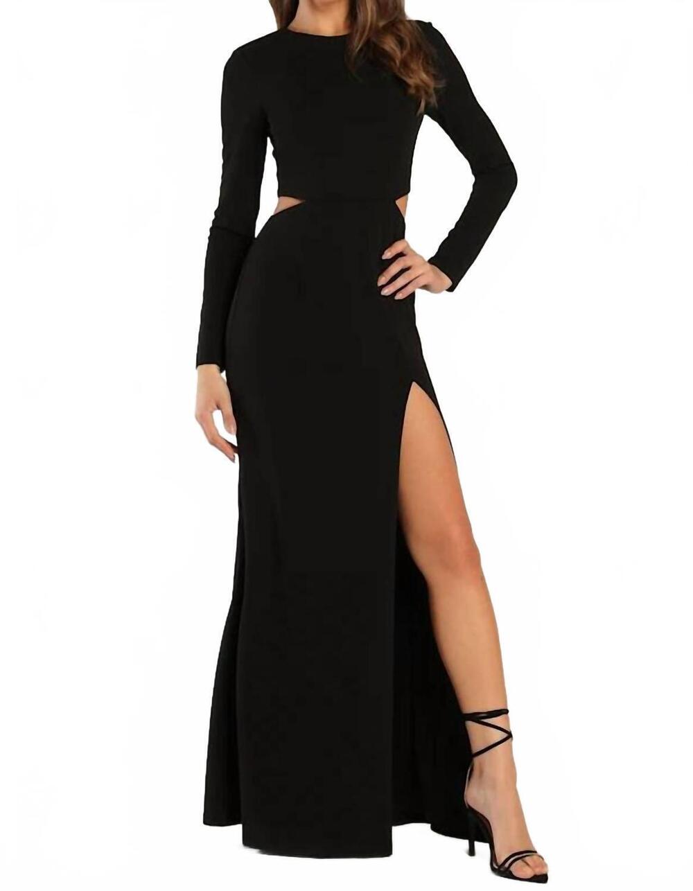 NEW LULUS going for the wow long sleeve cutout maxi dress in black